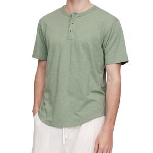 Gap Men's Large Gasoline Green Lived-In Relaxed Curved Hem Henley T-Shirt